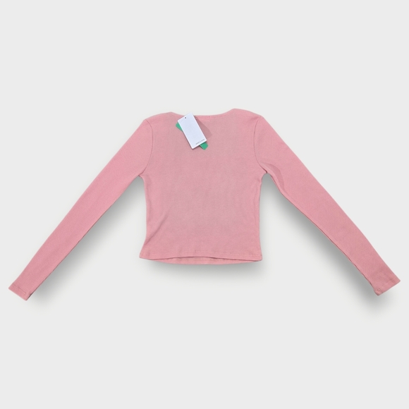 Pink Lace Trim TopStitch And Pine Y2k Pink Waffle Knitted Lace Brand New Size S - Picture 9 of 9